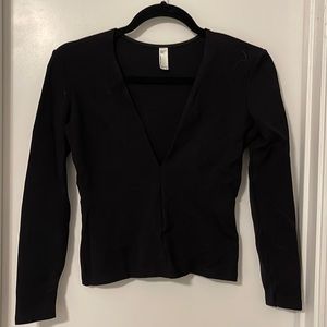 American Apparel Long Sleeve Cropped Black Top